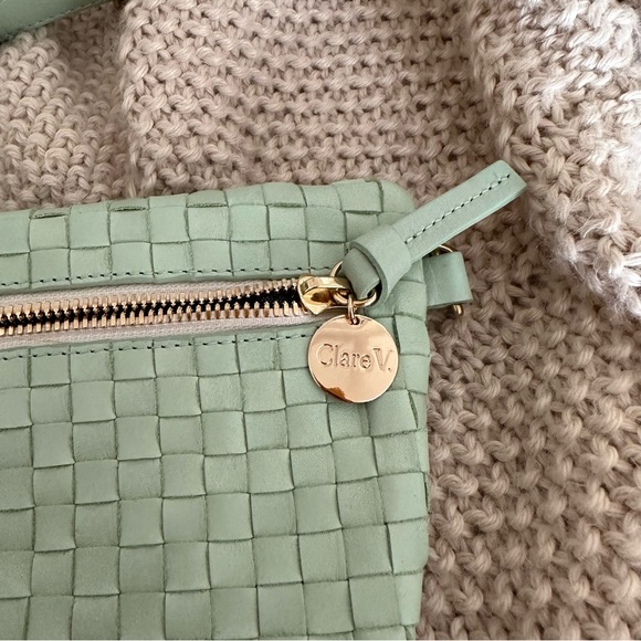 Clare V Grande Fanny in Mist Woven Checker NEW - Picture 11 of 11